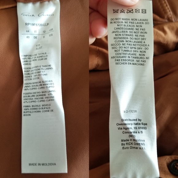 SOLD ⭐2XHOST PICK⭐ RICK OWENS Rust Cropped Lambskin Leather Jacket - Picture 12 of 16